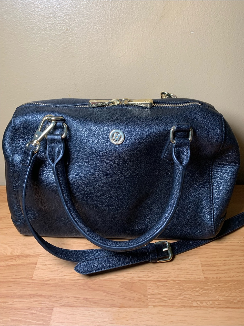 Ora Delphine Black Pebbled Leather Satchel